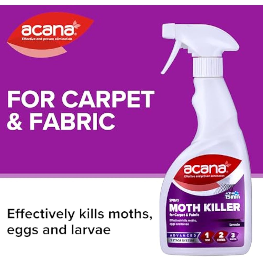 Acana Moth Killer Spray – Lavender Carpet & Fabric Freshener – 500ml