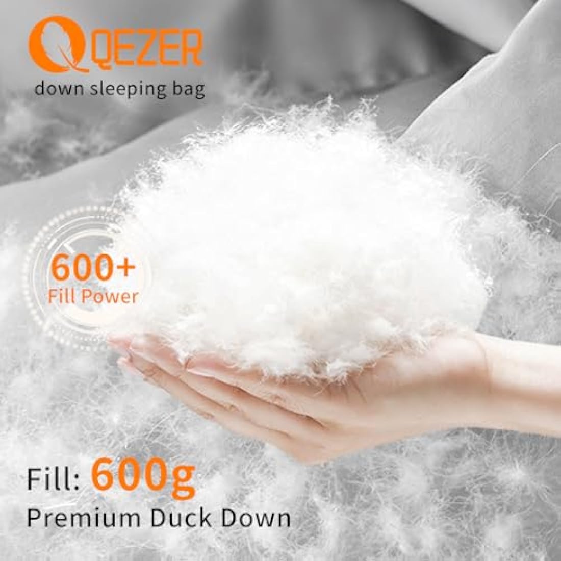 QEZER Down Sleeping Bag | Lightweight 4-Season Rectangular Nylon Bag
