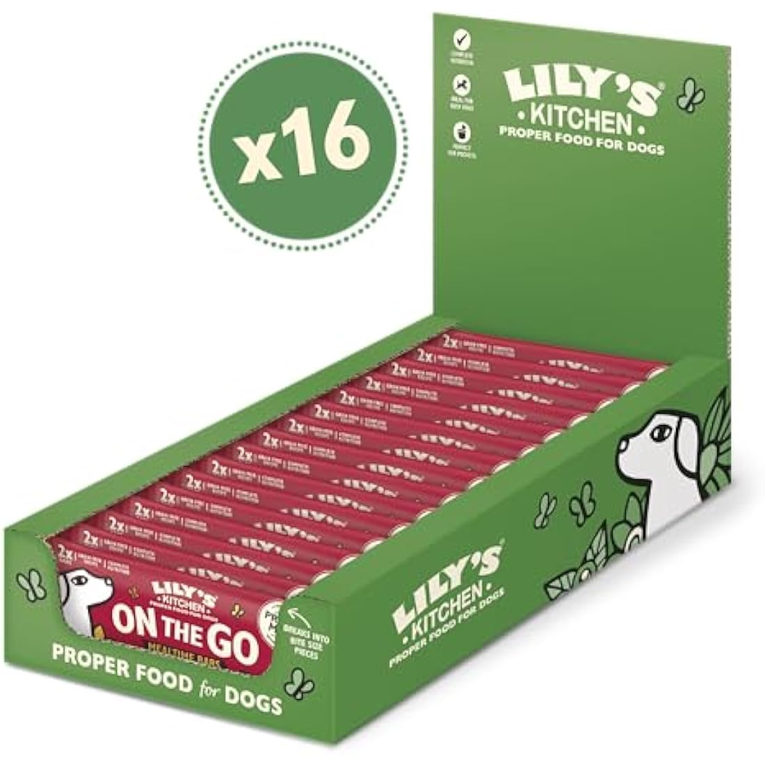 Lily's Kitchen Beef On the Go Bars | Grain-Free Dog Treats - 16 x 40g