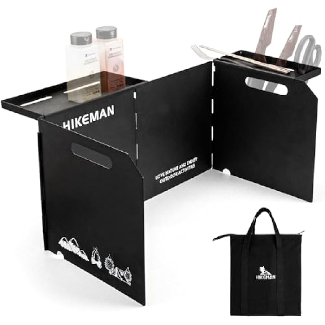 HIKEMAN Folding Camping Stove Windshield – Portable Steel Windscreen