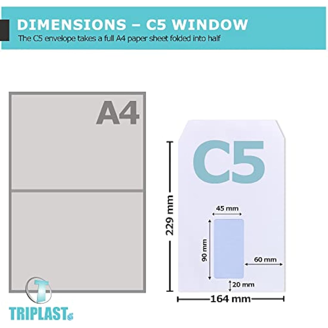 Triplast C5 White Window Security Envelopes – Self Seal 90gsm (100 Pack)