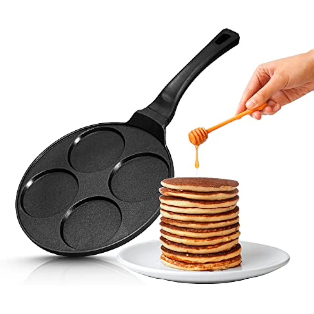 INTIGNIS 4-Hole Non-Stick Pancake Pan | Induction Ceramic Crepe Maker