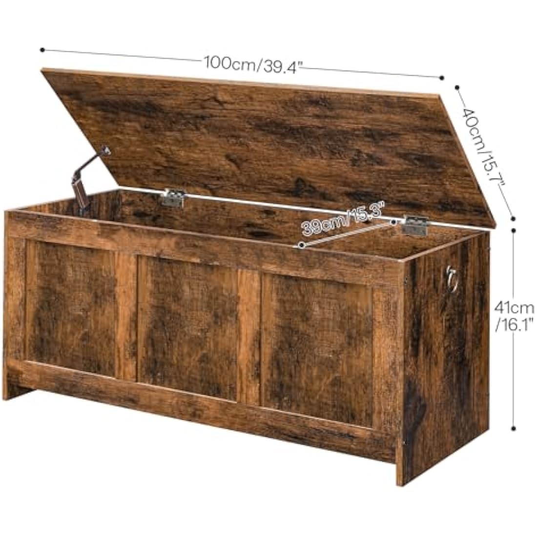 HOOBRO Wooden Storage Chest – Large Rustic Brown Toy Box & Shoe Bench