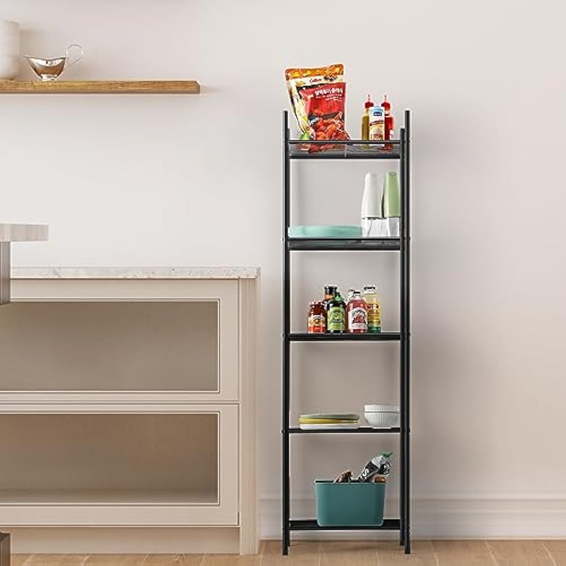 5-Tier Metal Wire Shelving Unit – Black Storage Rack