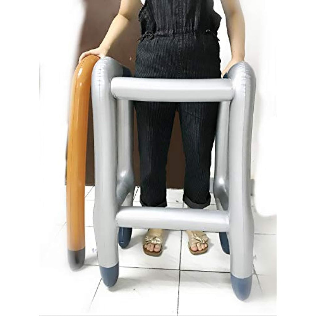 JZK Inflatable Zimmer Frame and Walking Stick Set – Funny Gag Gift