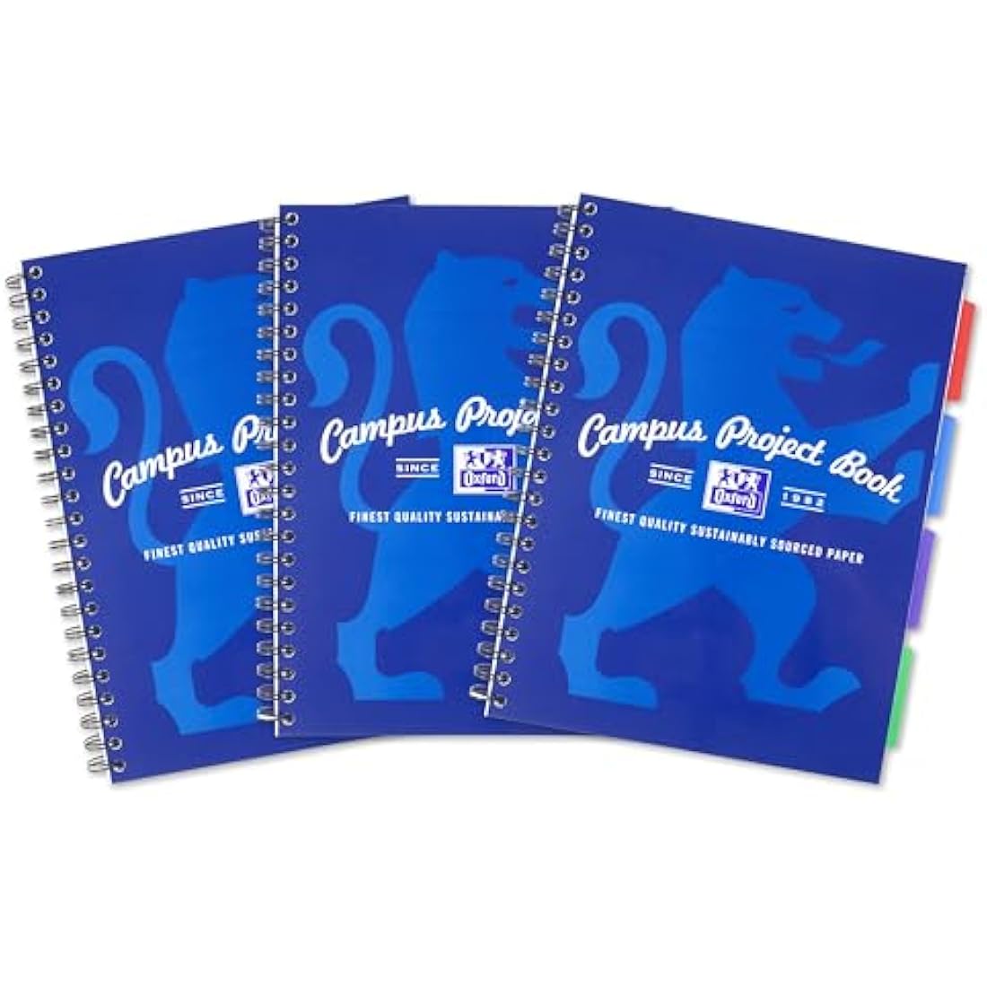 Oxford Campus A4 Project Notebook | 200 Page Lined Wirebound (3 Pack)