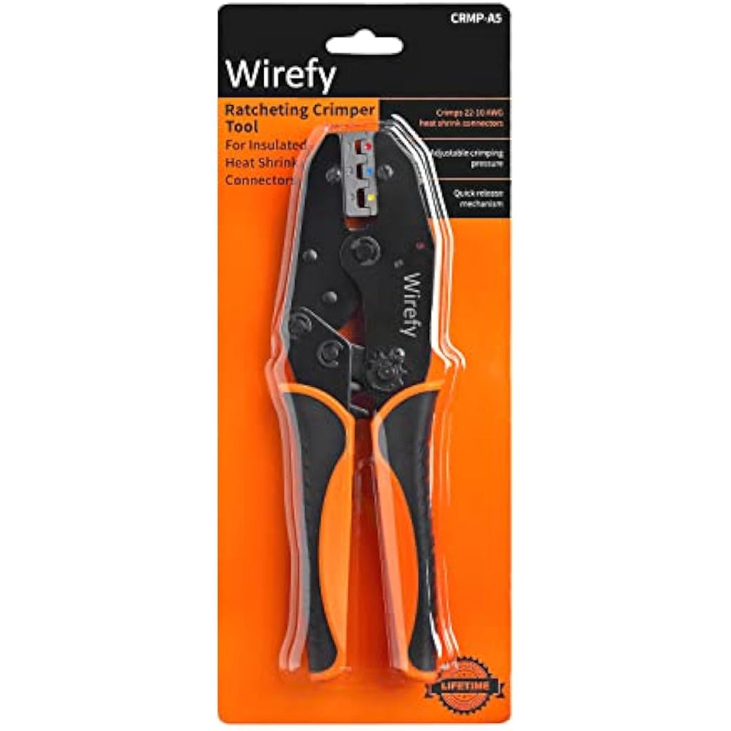 Wirefy Ratcheting Wire Crimper Tool for Heat Shrink Connectors, 22-10 AWG
