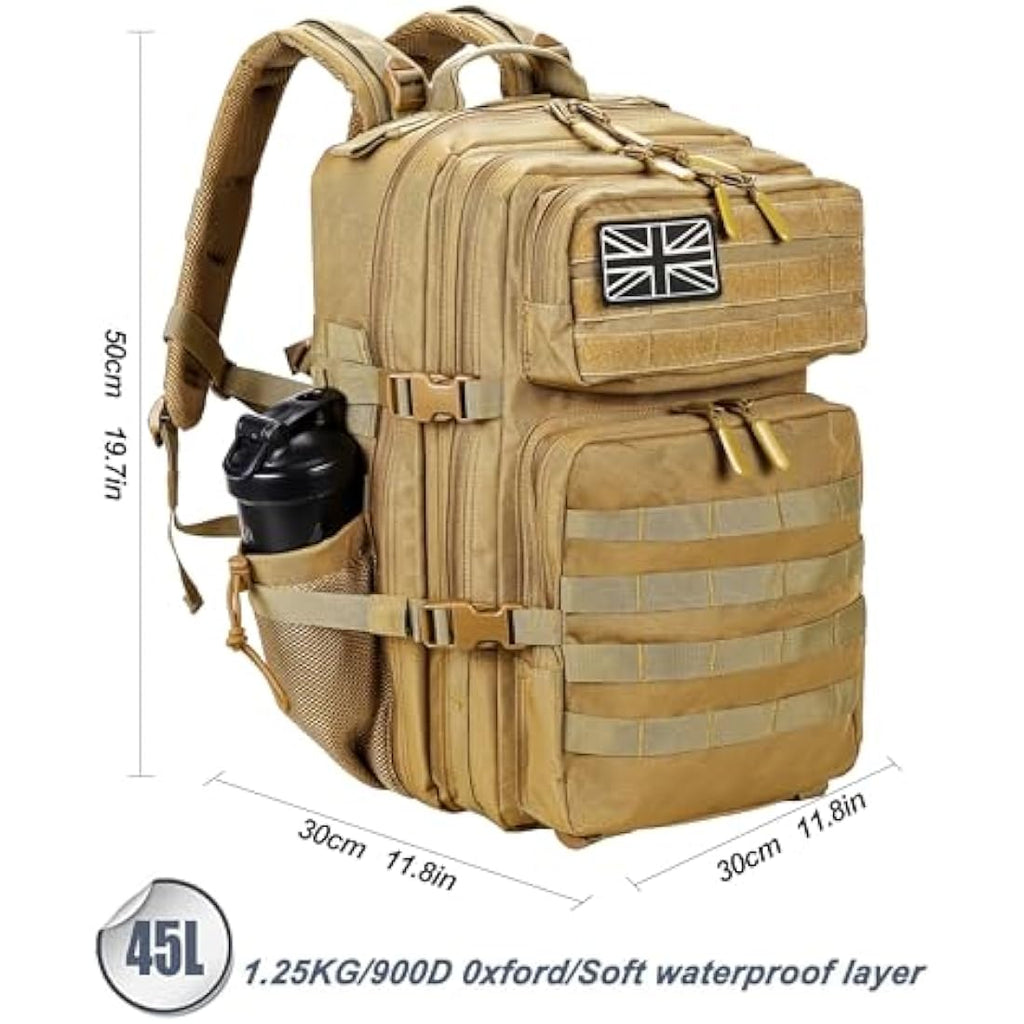 LHI 45L Military Tactical Backpack – Waterproof Molle Assault Rucksack