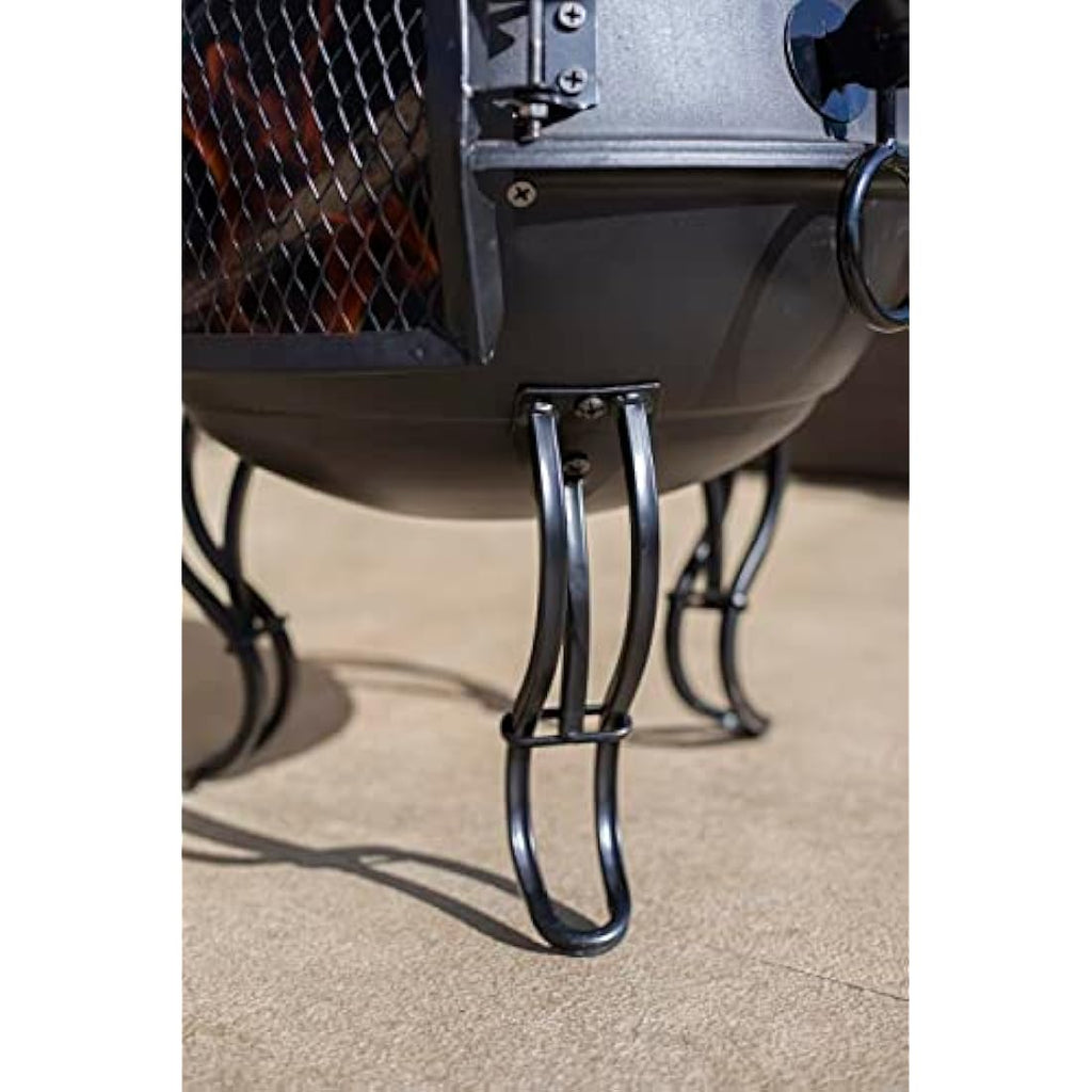 Murcia Large Steel Chiminea | Black Patio Heater with BBQ Grill