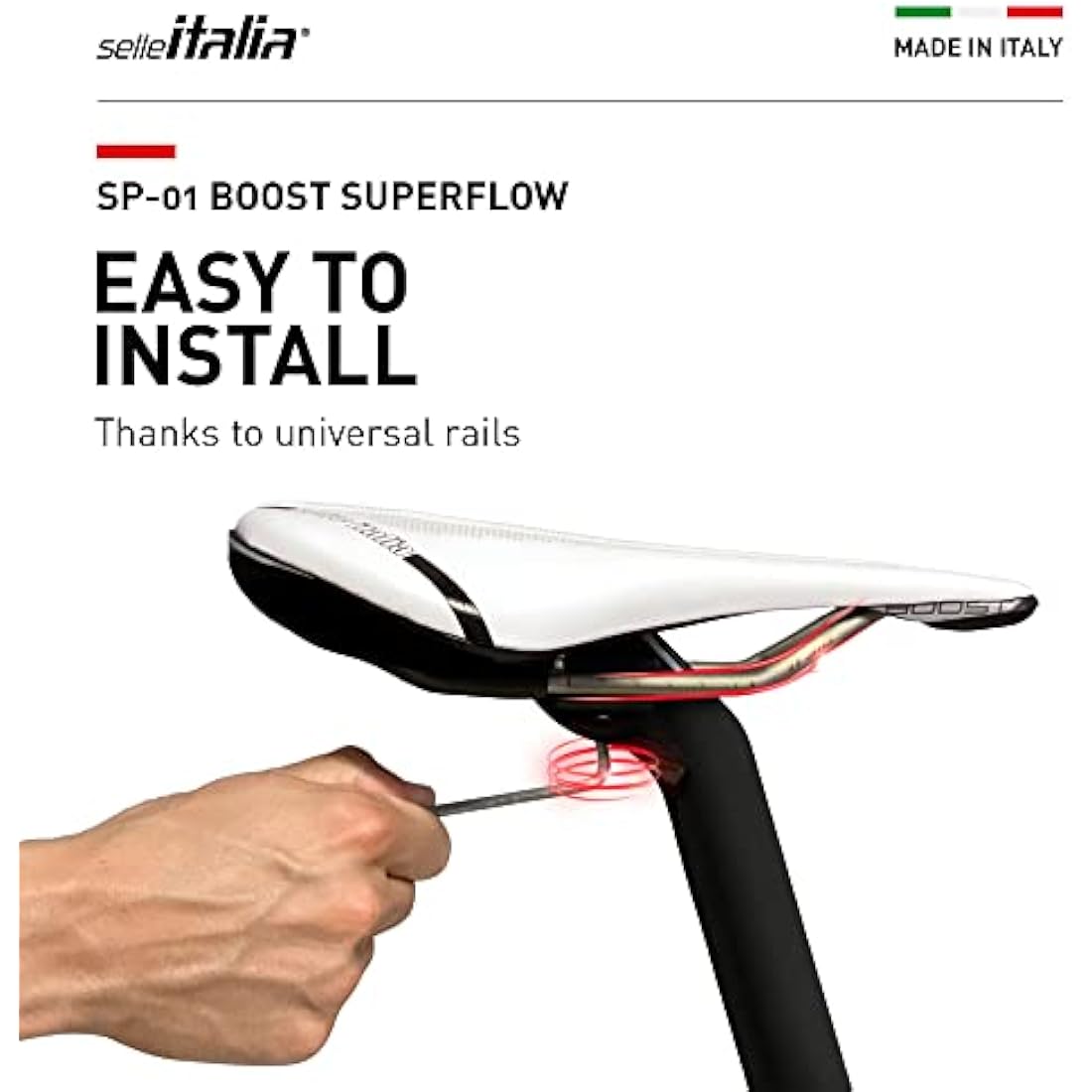 Selle Italia SP01 Boost Superflow Road Saddle - White Fibra-Tek L3