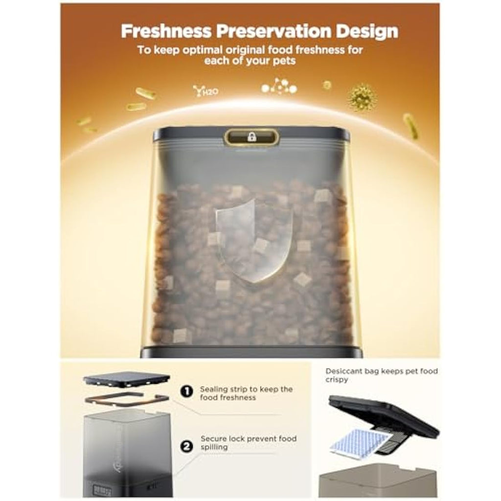 FEELNEEDY 5L Automatic Cat Feeder | Dual Bowls & 10s Voice Recorder