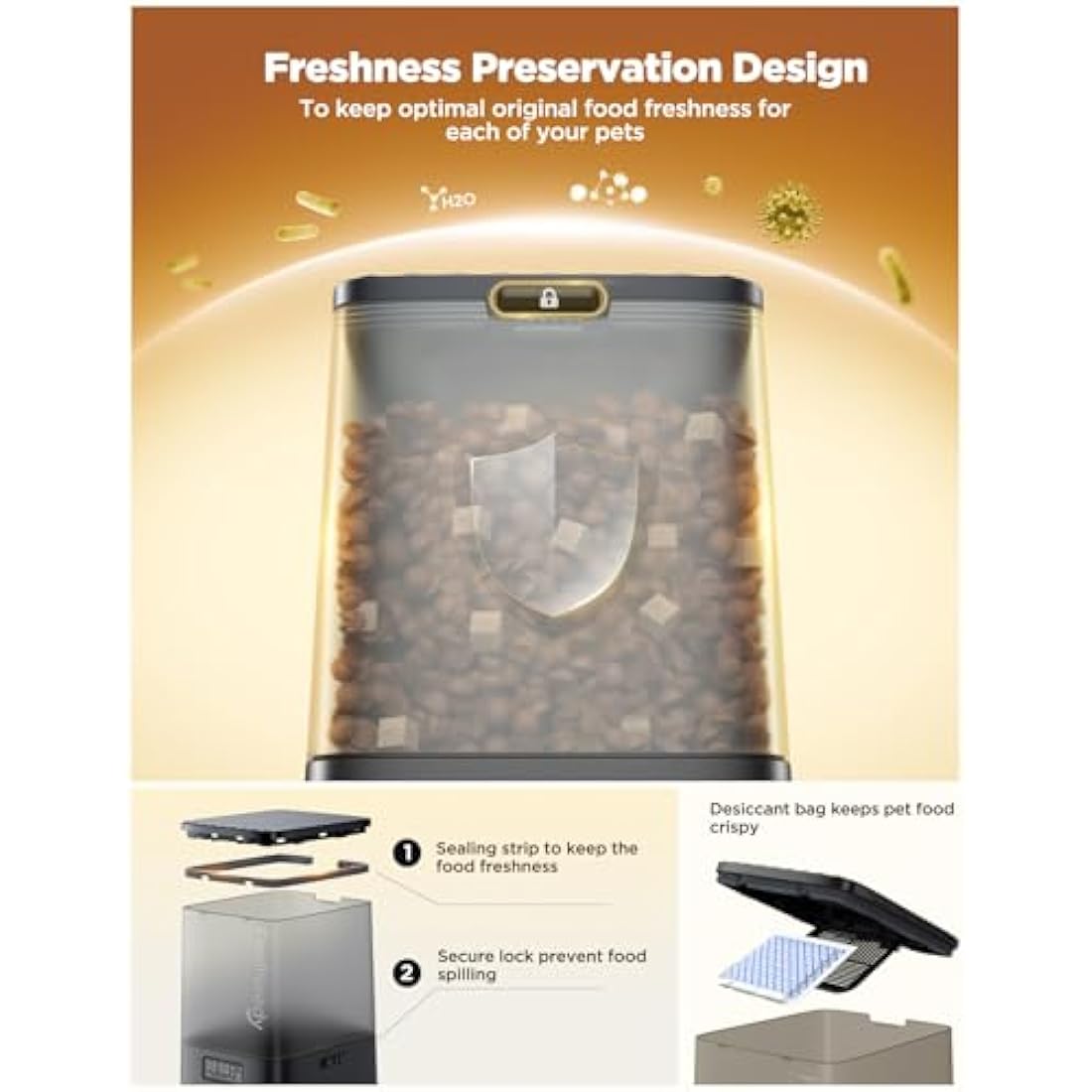 FEELNEEDY 5L Automatic Cat Feeder | Dual Bowls & 10s Voice Recorder