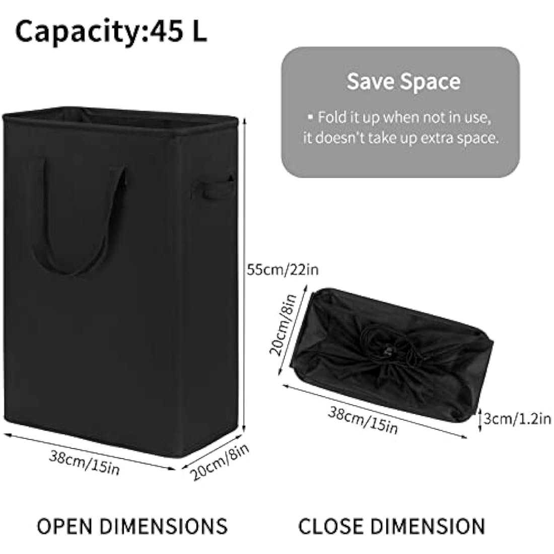 Jolof Store Slim Laundry Basket | Foldable Waterproof 600D Oxford Hamper