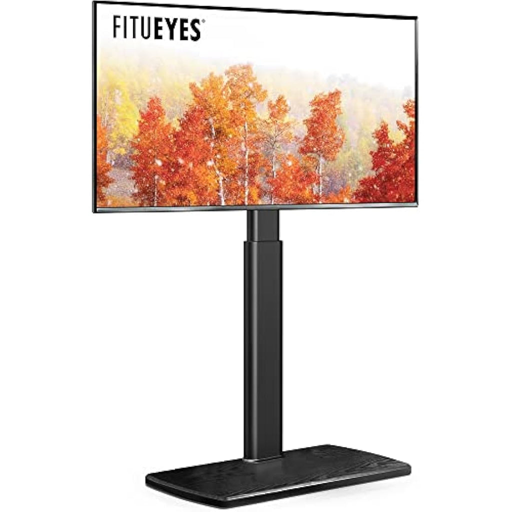 FITUEYES Swivel Floor TV Stand with Wood Base for 32-70 Inch TVs