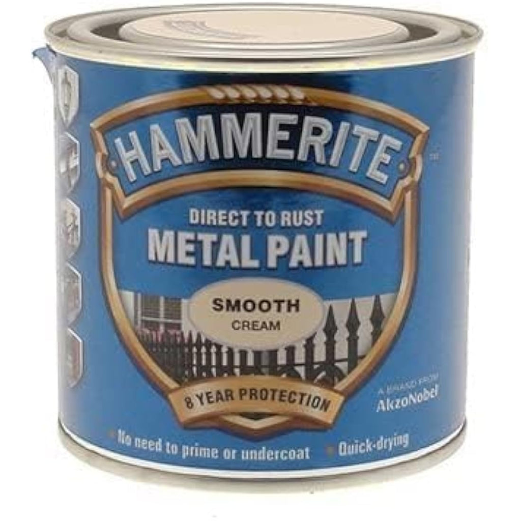 Hammerite Direct to Rust Metal Paint – Smooth Cream Finish, 750ML