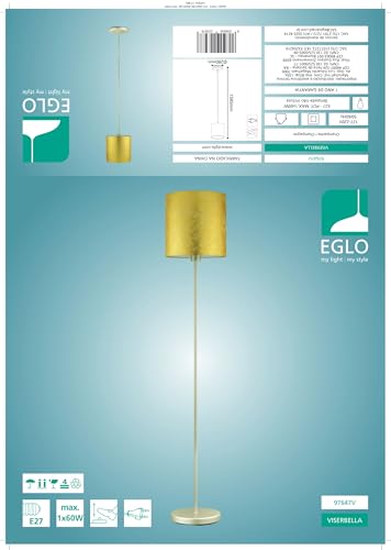 Eglo Viserbella Vintage Floor Lamp | Champagne & Gold Steel Light