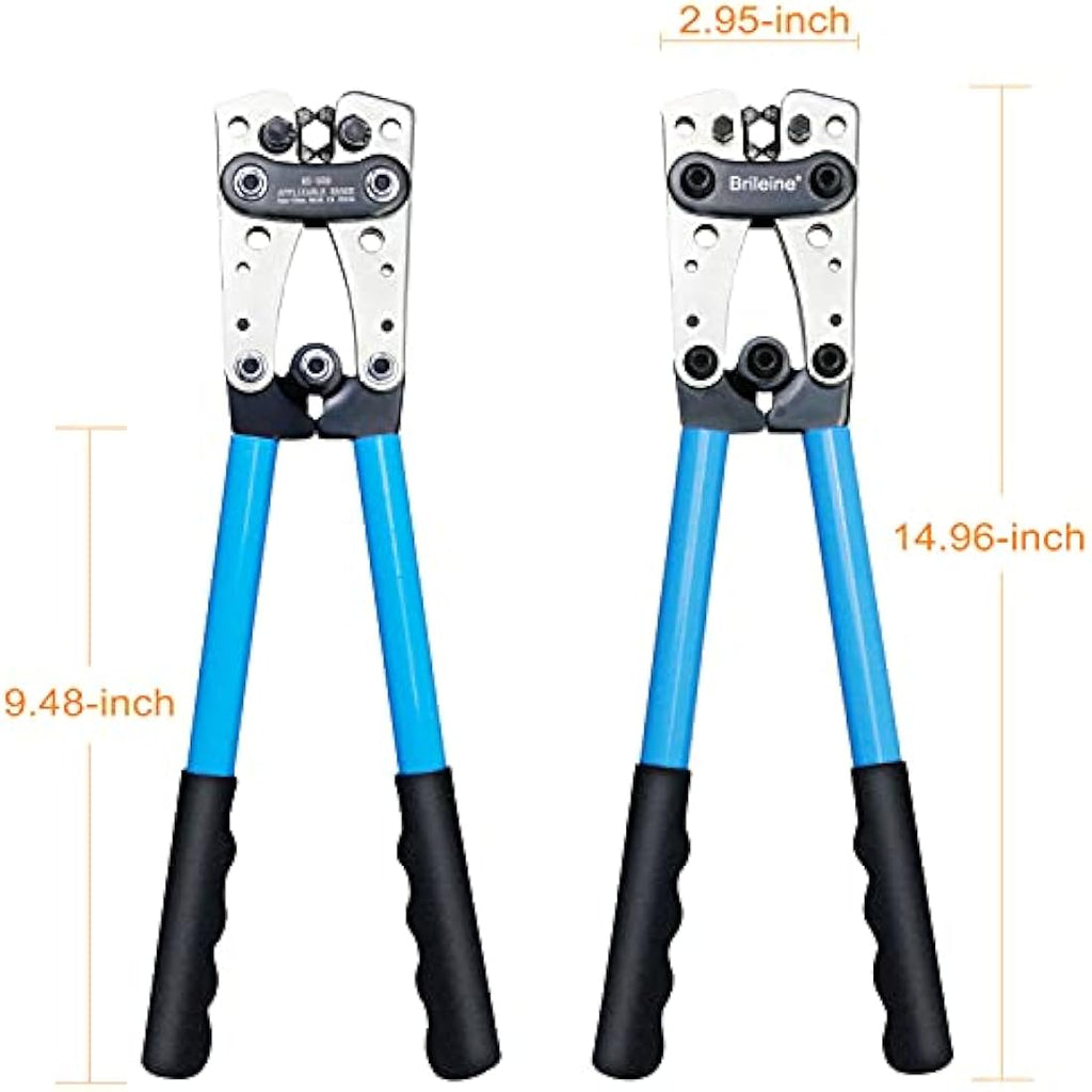 Brileine Battery Cable Crimping Tool Kit with 60PCS Copper Ring Terminals