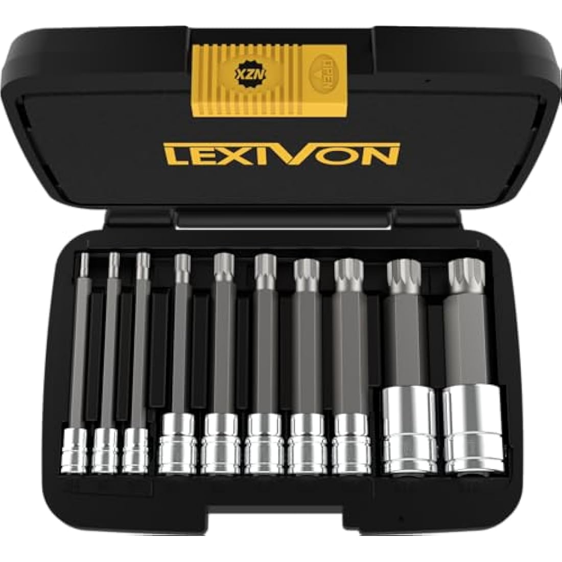 LEXIVON 10-Piece Triple Square Spline Bit Socket Set | Extra Long S2 Steel