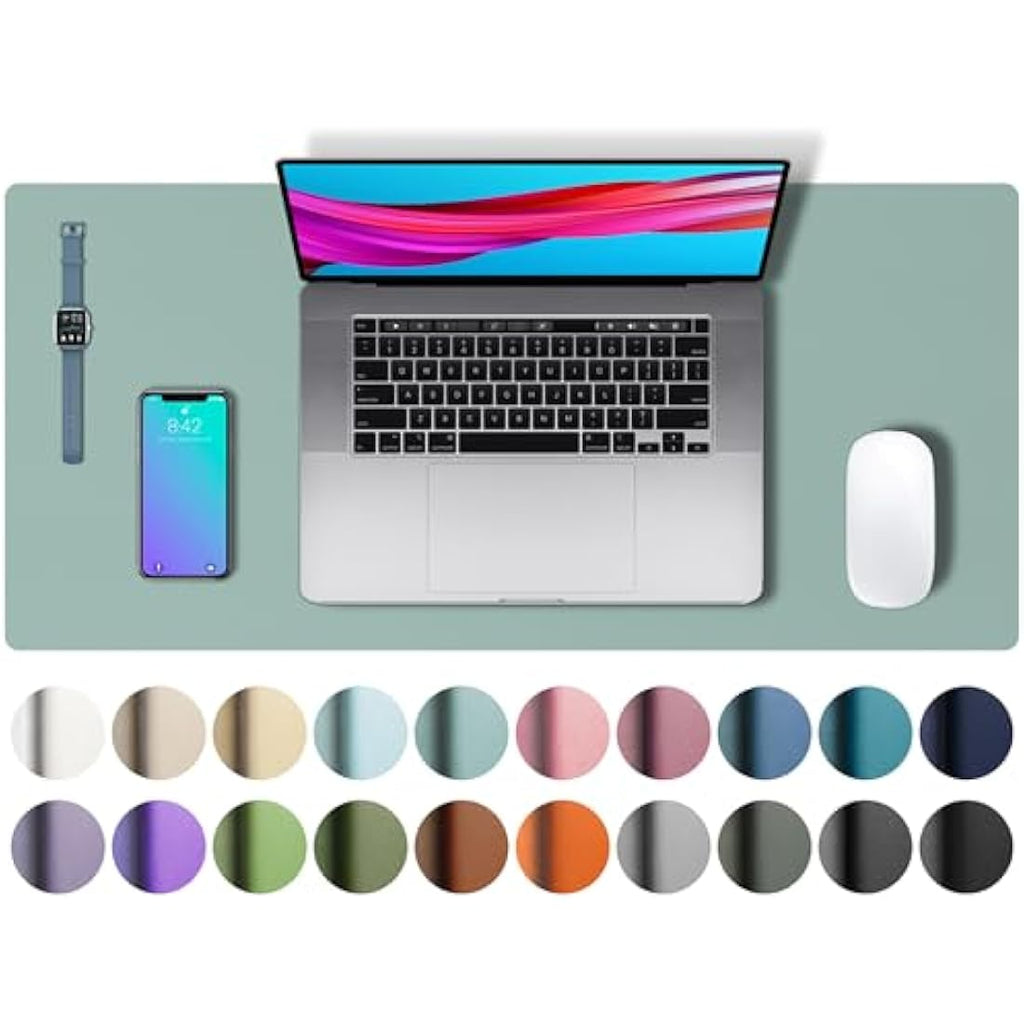 Aothia PU Leather Desk Pad – Non-Slip Waterproof Mouse Mat, Light Blue