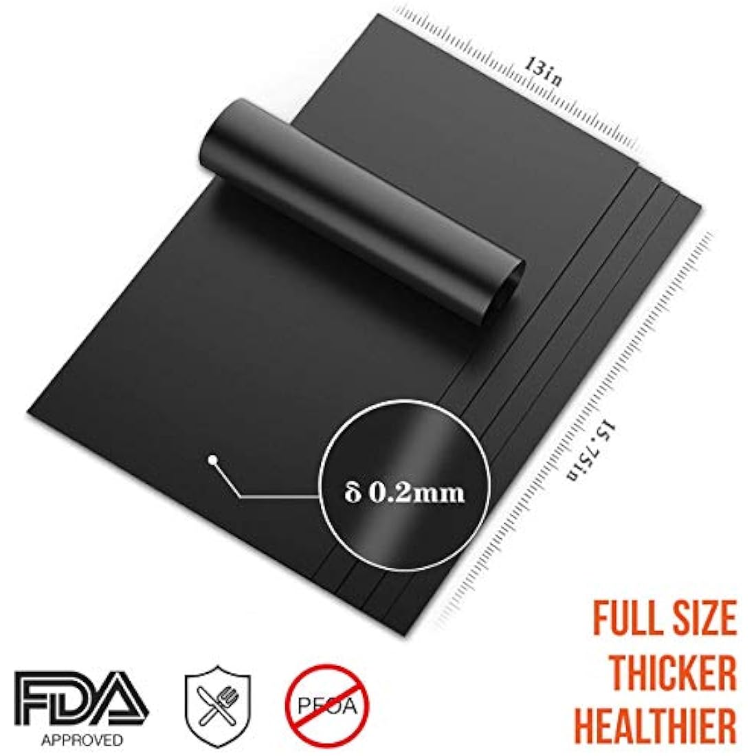 Ankier BBQ Grill Mat Set of 8 – Non-Stick Reusable Heat Resistant Mats