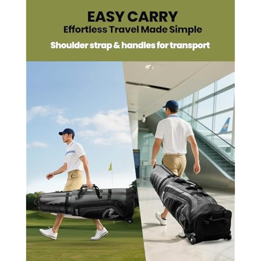 OutdoorMaster Golf Travel Bag – Hard Shell Top Case with Wheels