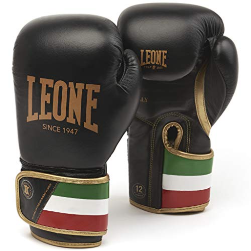 Leone 1947 Boxing Gloves – Unisex Black 10oz Polyurethane GN039