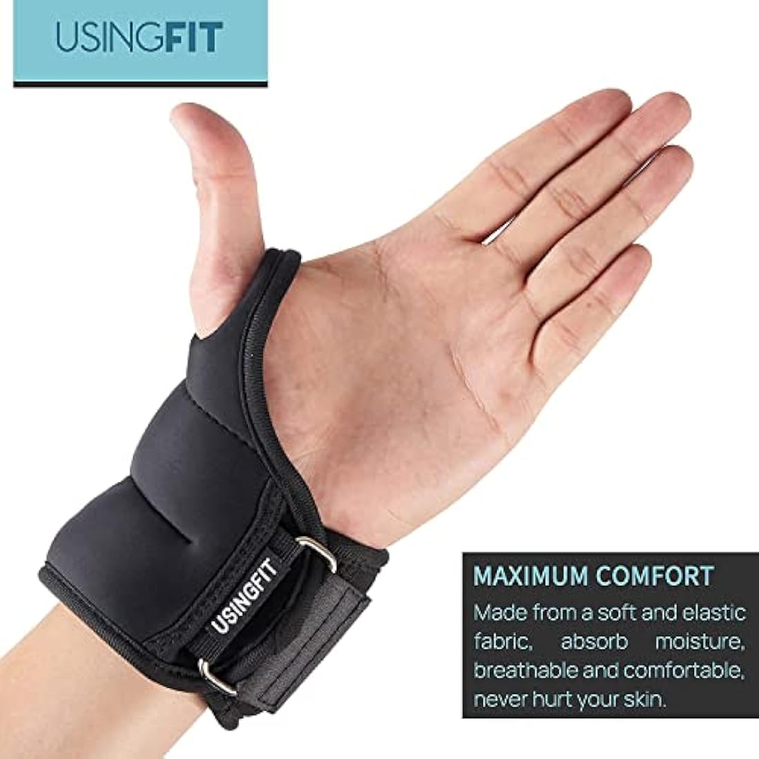 USINGFIT Wrist and Ankle Weights with Thumb Loops - 1kg to 3kg Pair
