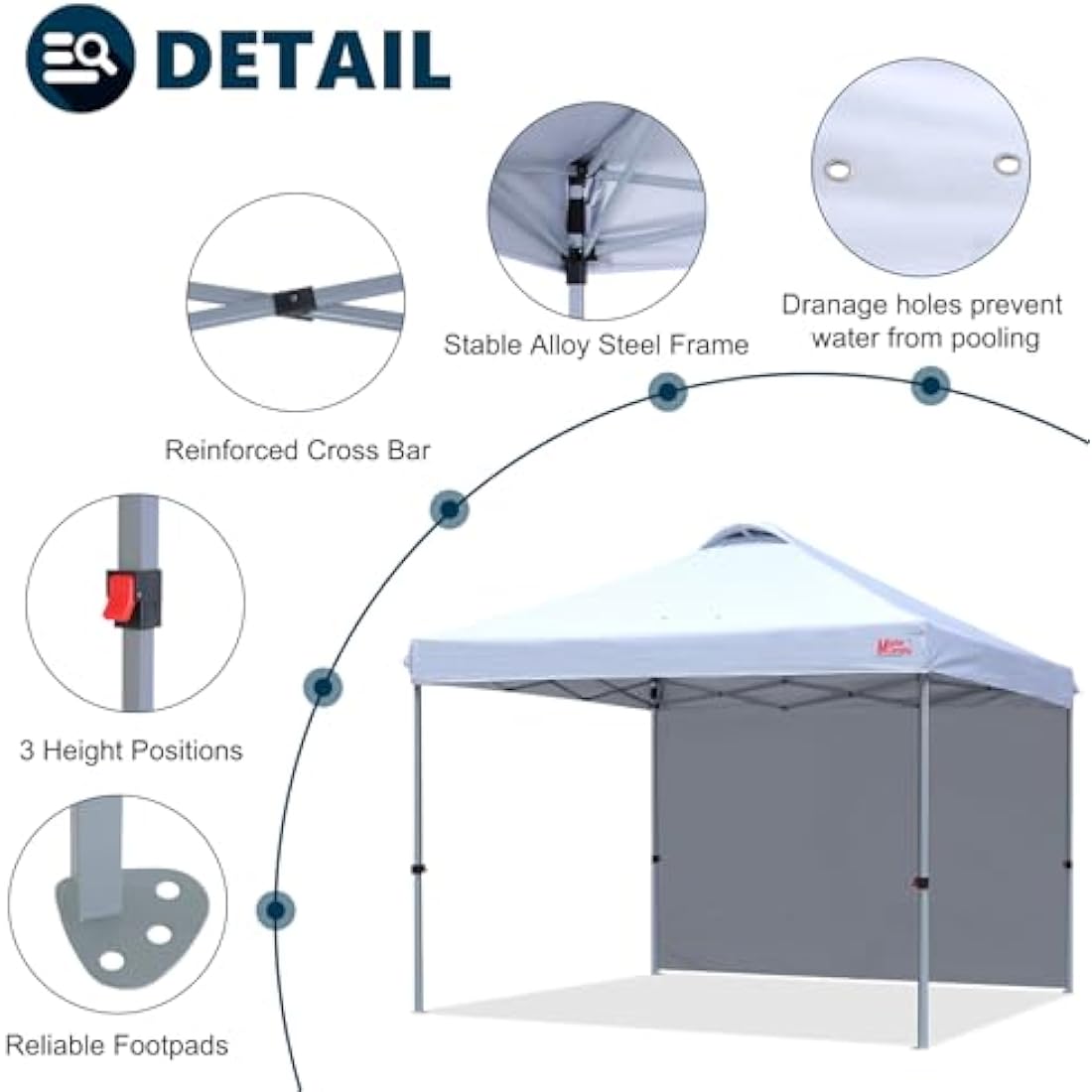 MASTERCANOPY 3x3M Pop-up Gazebo Tent with Sidewall – White UV Canopy