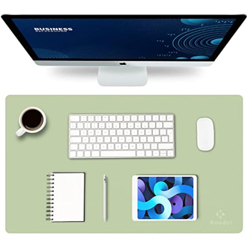 K KNODEL Leather Desk Mat - Dual Sided Waterproof Mouse Pad, Light Green
