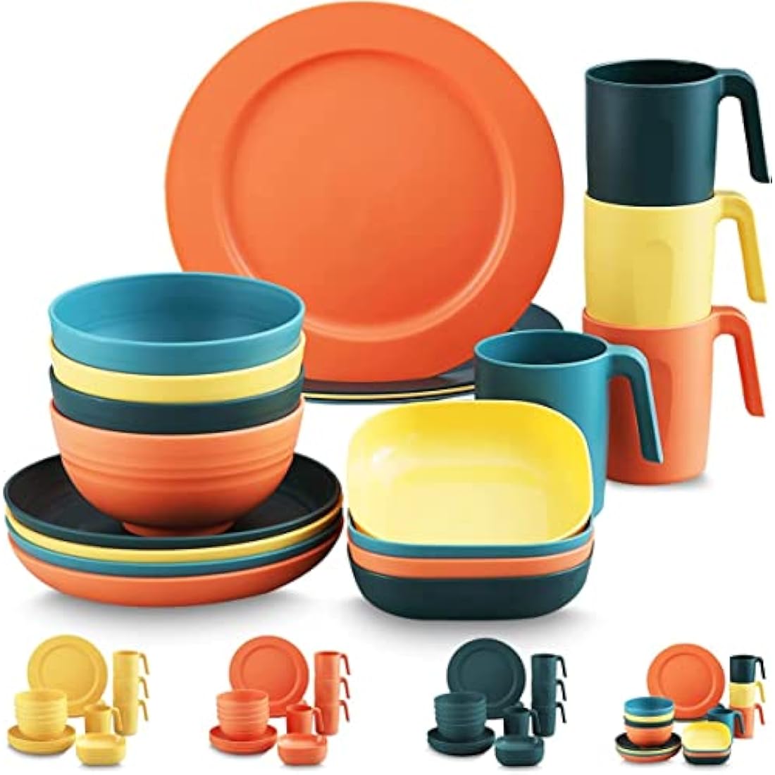 Kyraton 20-Piece Plastic Dinnerware Set | Unbreakable Camping Dishes for 4