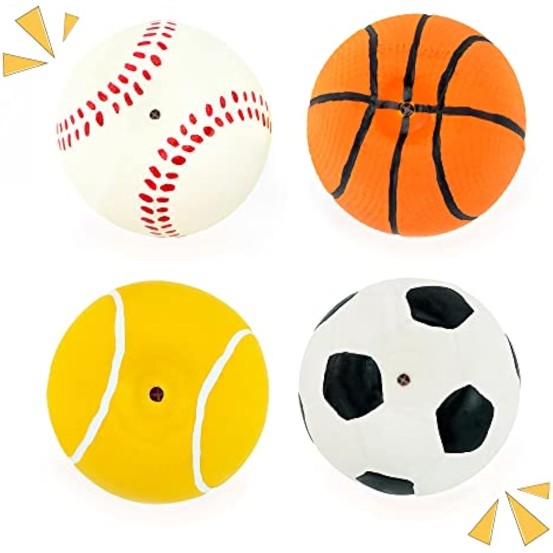 Squeaky Latex Dog Toy Balls – 4 Pack Small Puppy Fetch Set