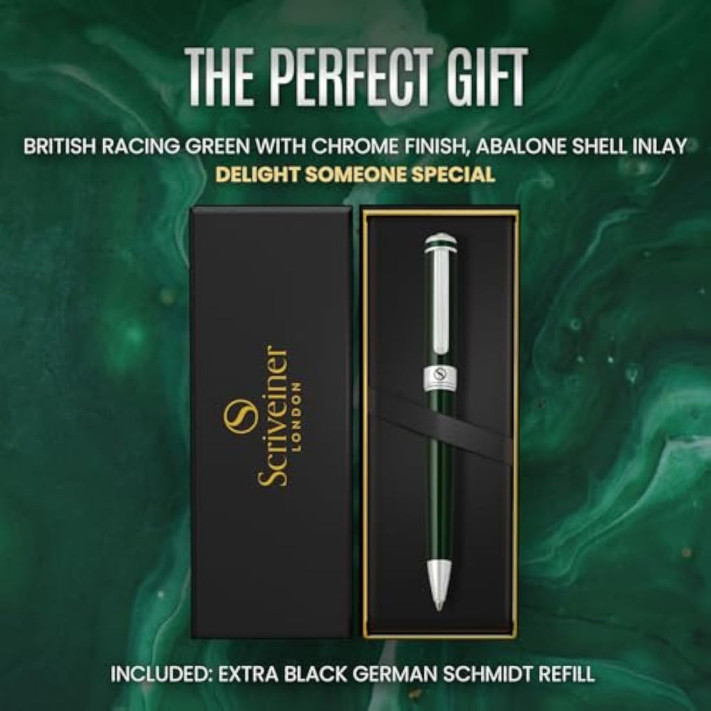 Scriveiner Luxury Ballpoint Pen – British Racing Green & Chrome