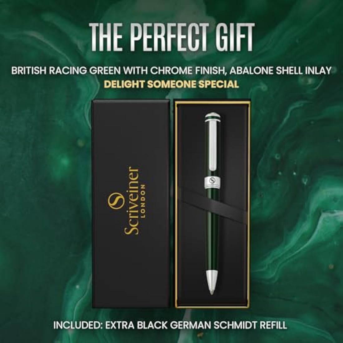 Scriveiner Luxury Ballpoint Pen – British Racing Green & Chrome