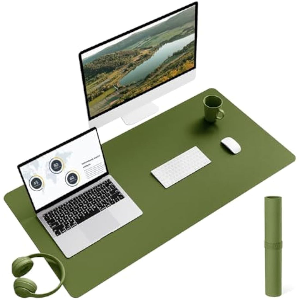YSAGi Leather Desk Pad – Non-Slip Waterproof Writing Mat, 90x43cm Grass Green