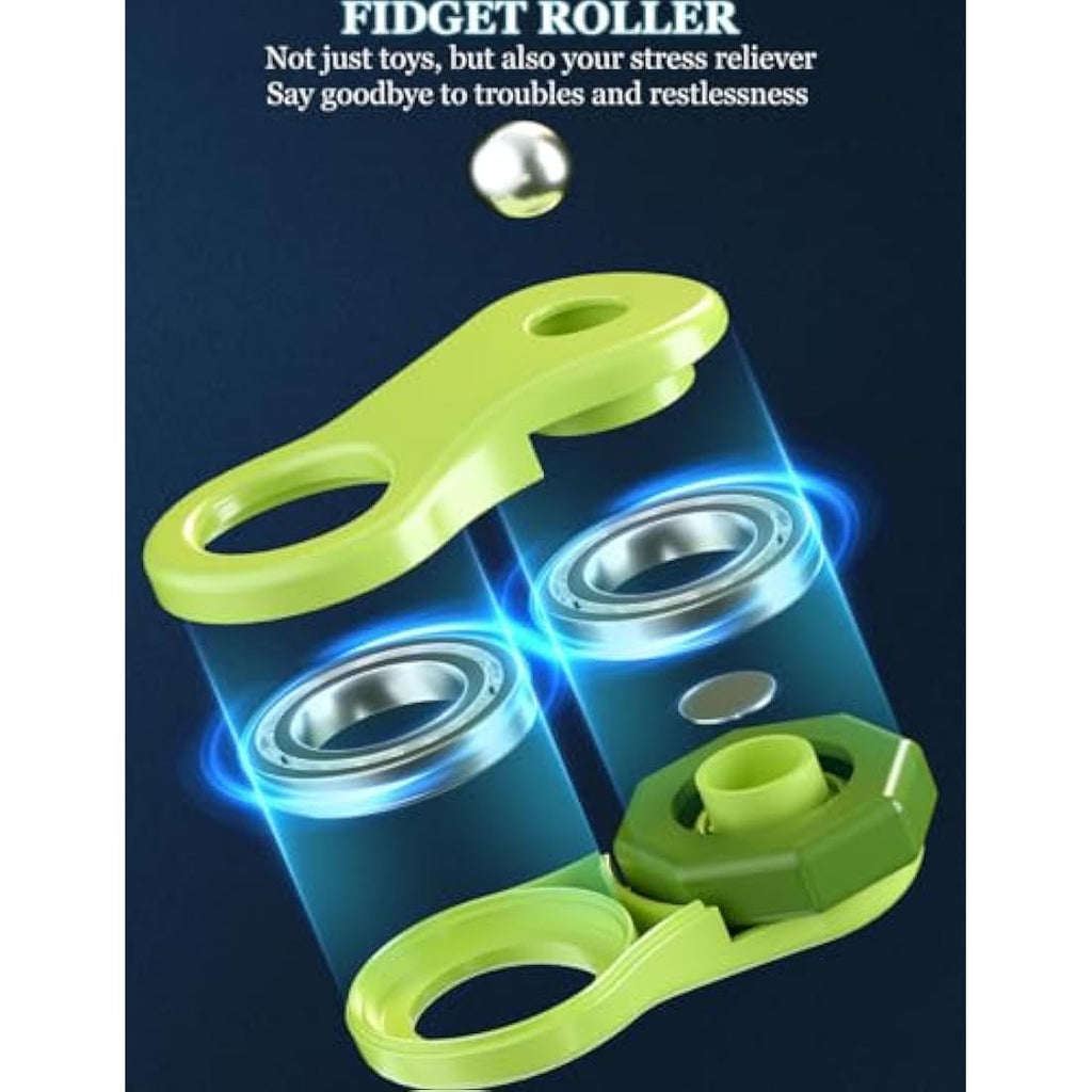 BASSION Fidget Roller Spinner – Sensory Anxiety Relief Toy for ADHD (Yellow)