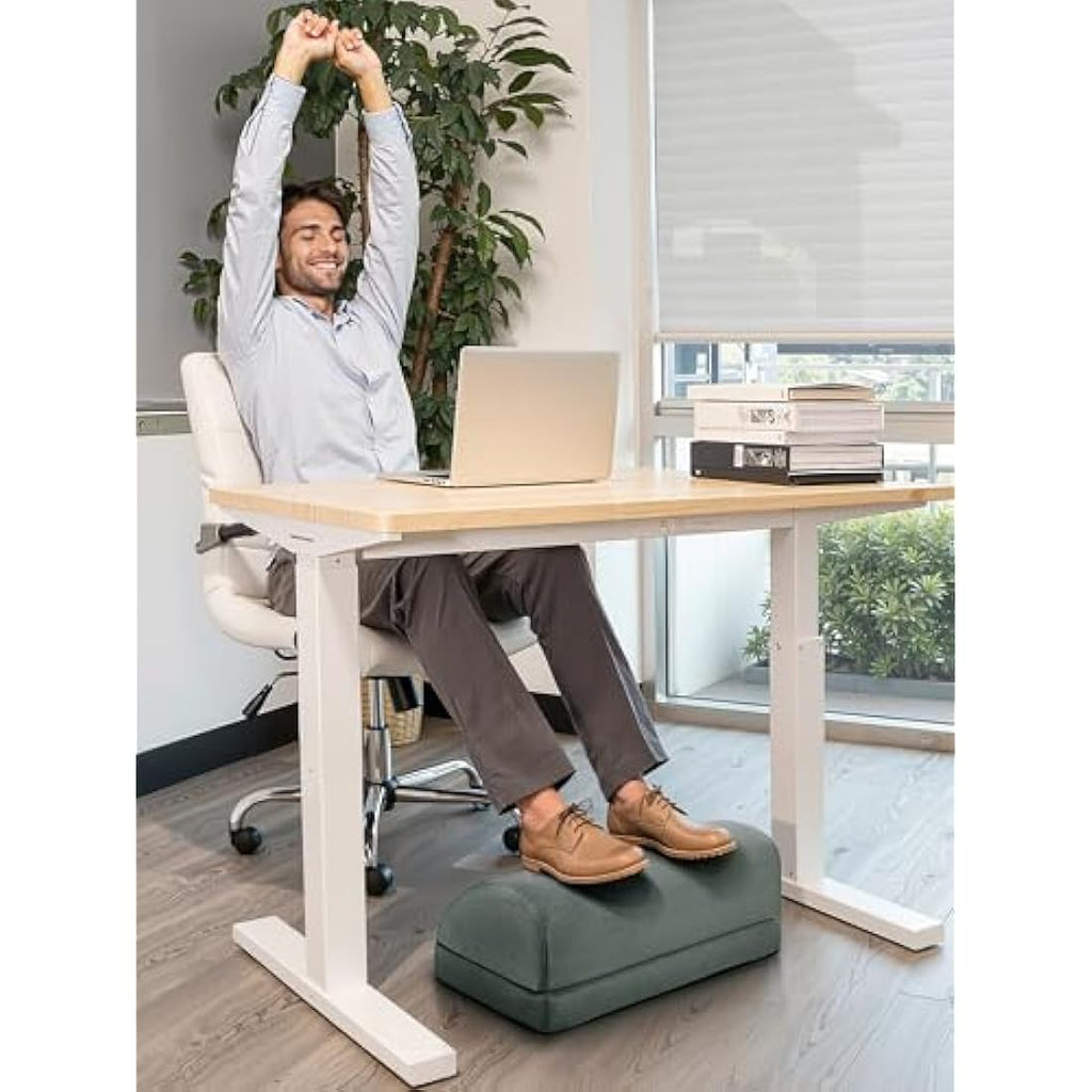 HEETA Ergonomic Under Desk Foot Rest - Adjustable Memory Foam - Grey