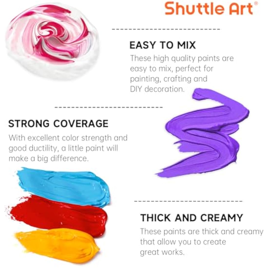 Shuttle Art Acrylic Paint Set – 18 Colors, 120ml Pouches for Canvas