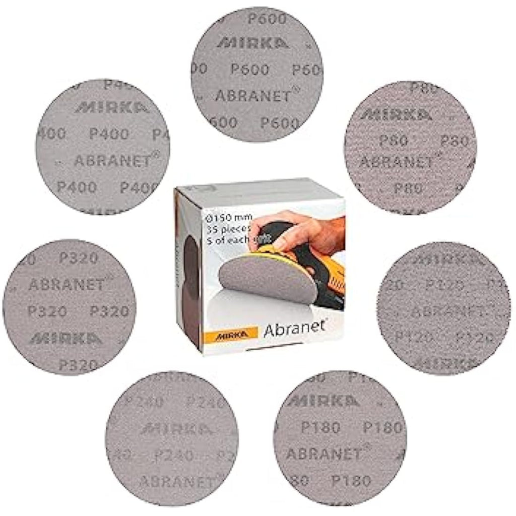 Mirka Abranet 150mm Net Sanding Discs Mix Pack | 35 Pcs | 80-600 Grit