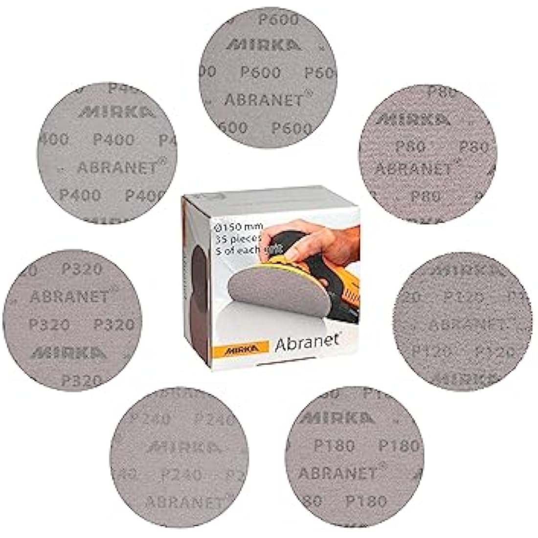 Mirka Abranet 150mm Net Sanding Discs Mix Pack | 35 Pcs | 80-600 Grit