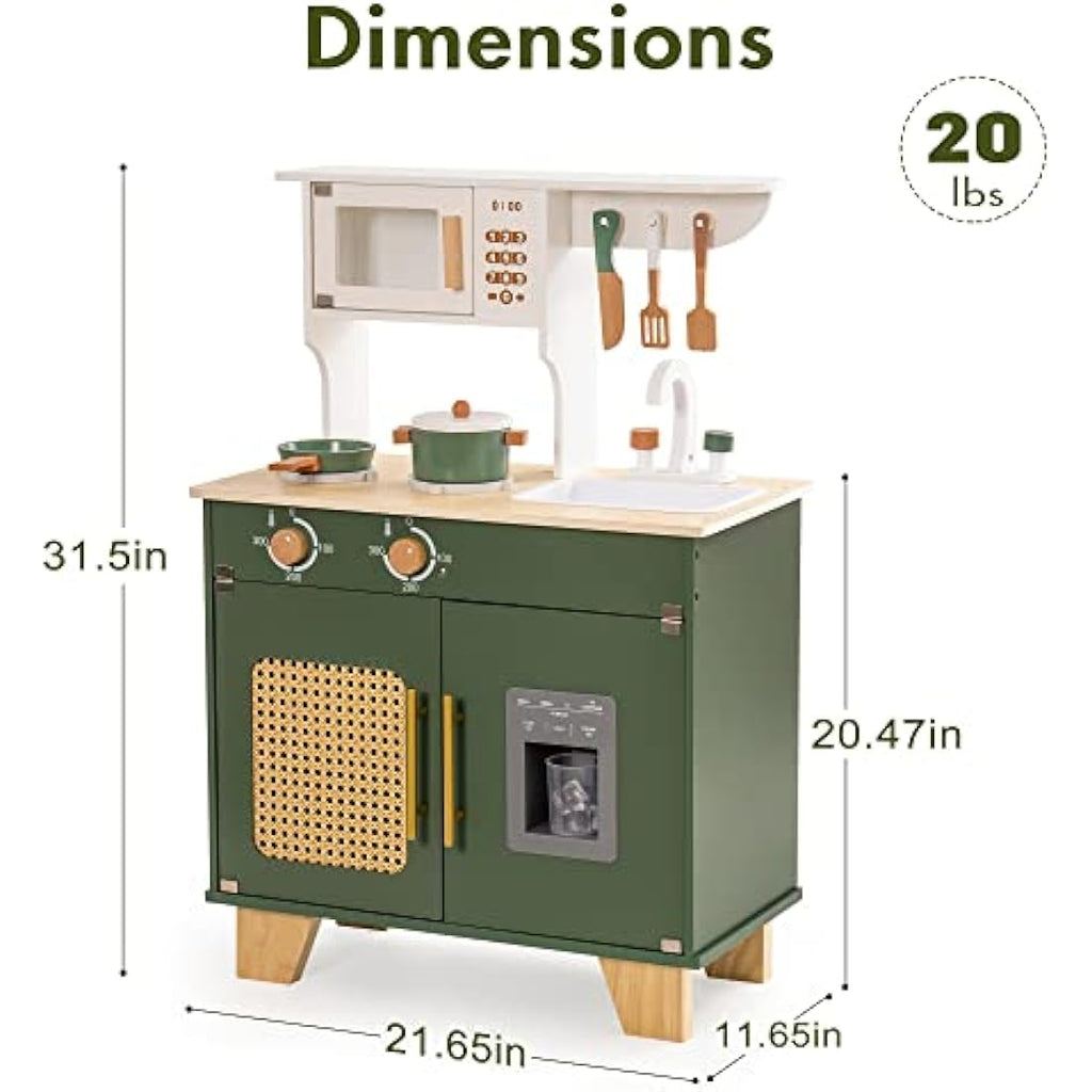 ROBUD Wooden Toy Kitchen with Accessories – Kids Pretend Play Set