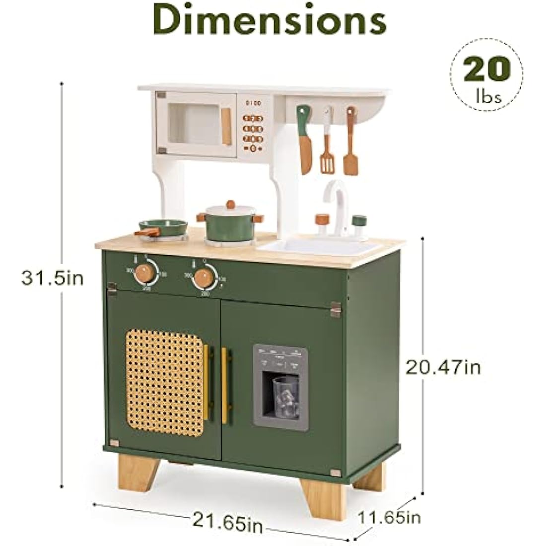 ROBUD Wooden Toy Kitchen with Accessories – Kids Pretend Play Set