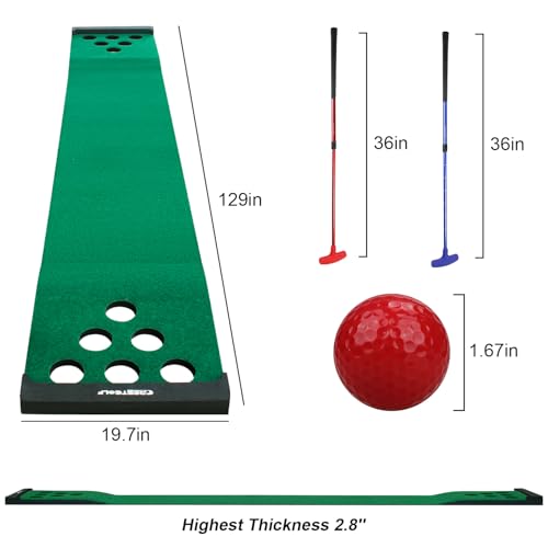 KOFULL Golf Putting Green - Indoor Outdoor Practice Mat with 2 Putters