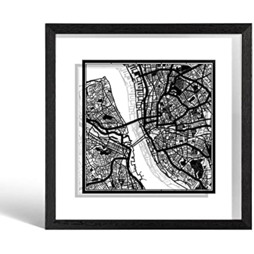 Liverpool Paper Cut Map – Framed Wall Art Decor, 23x23 cm