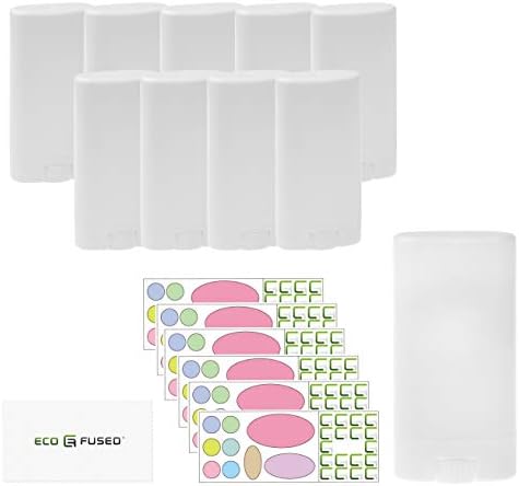 Jolof Store White Deodorant Containers - 10-Pack 0.5 Oz Refillable Tubes