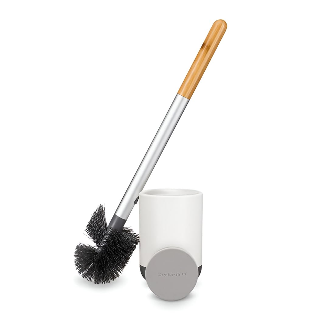 Full Circle Ceramic Toilet Brush with Replaceable Head – White