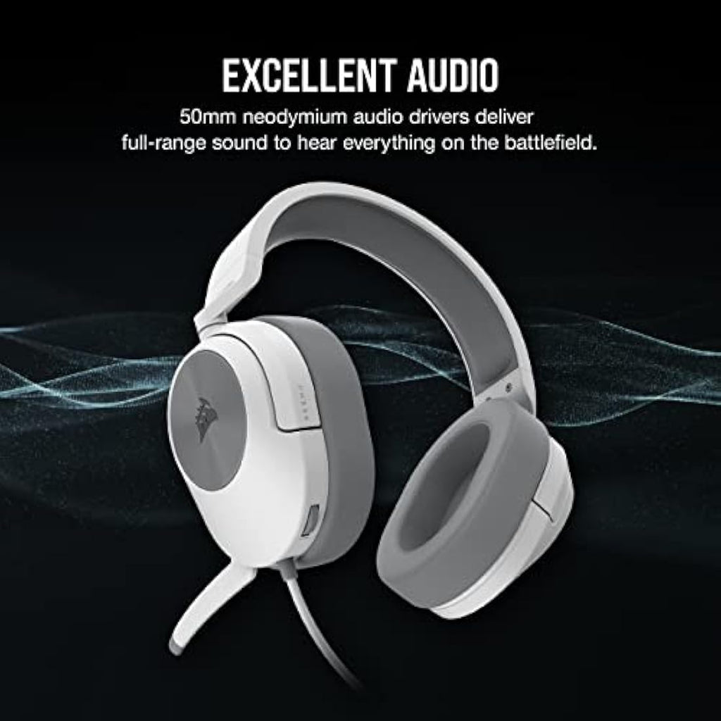Corsair HS55 Stereo Wired Gaming Headset – Lightweight – White
