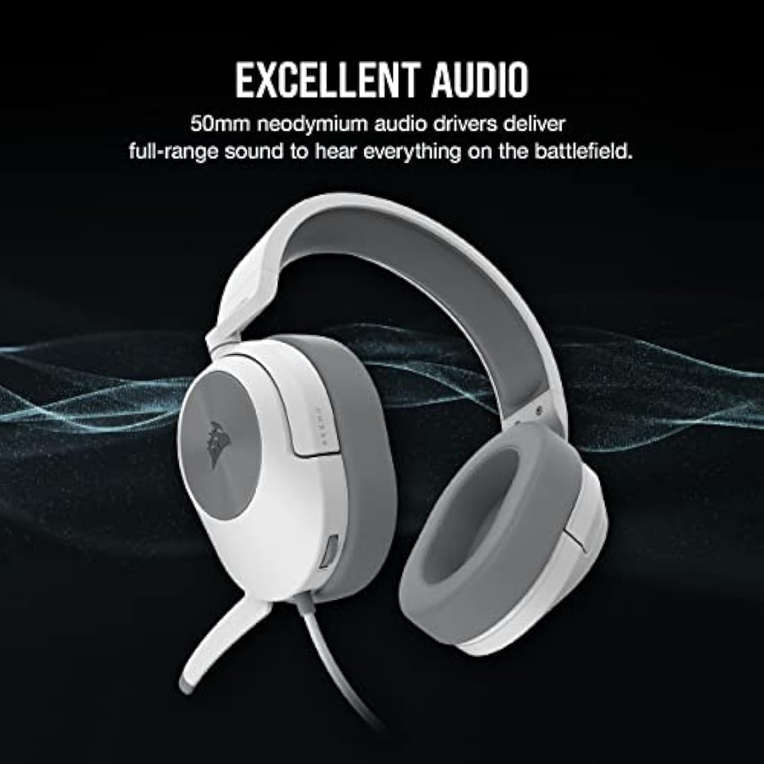 Corsair HS55 Stereo Wired Gaming Headset – Lightweight – White