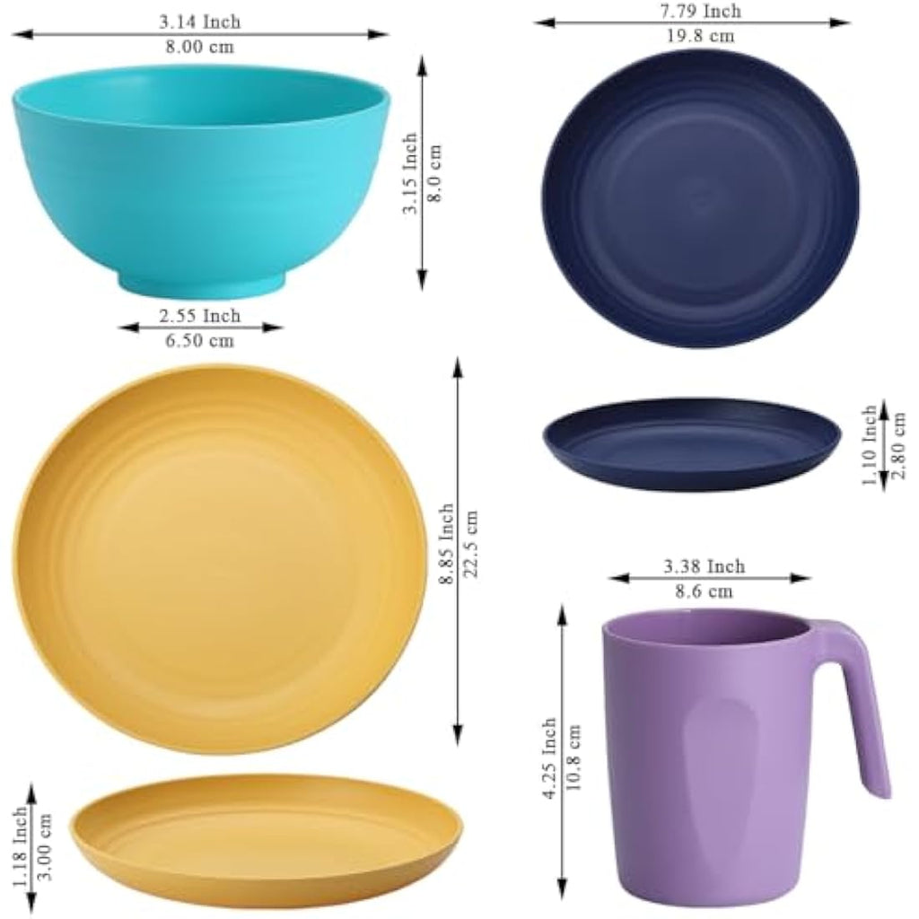 Kyraton 32-Piece Plastic Dinnerware Set | Unbreakable Camping Dishes for 8