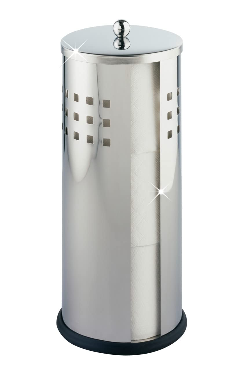 Wenko Ancona Spare Toilet Roll Holder – Shiny Stainless Steel, 3 Rolls