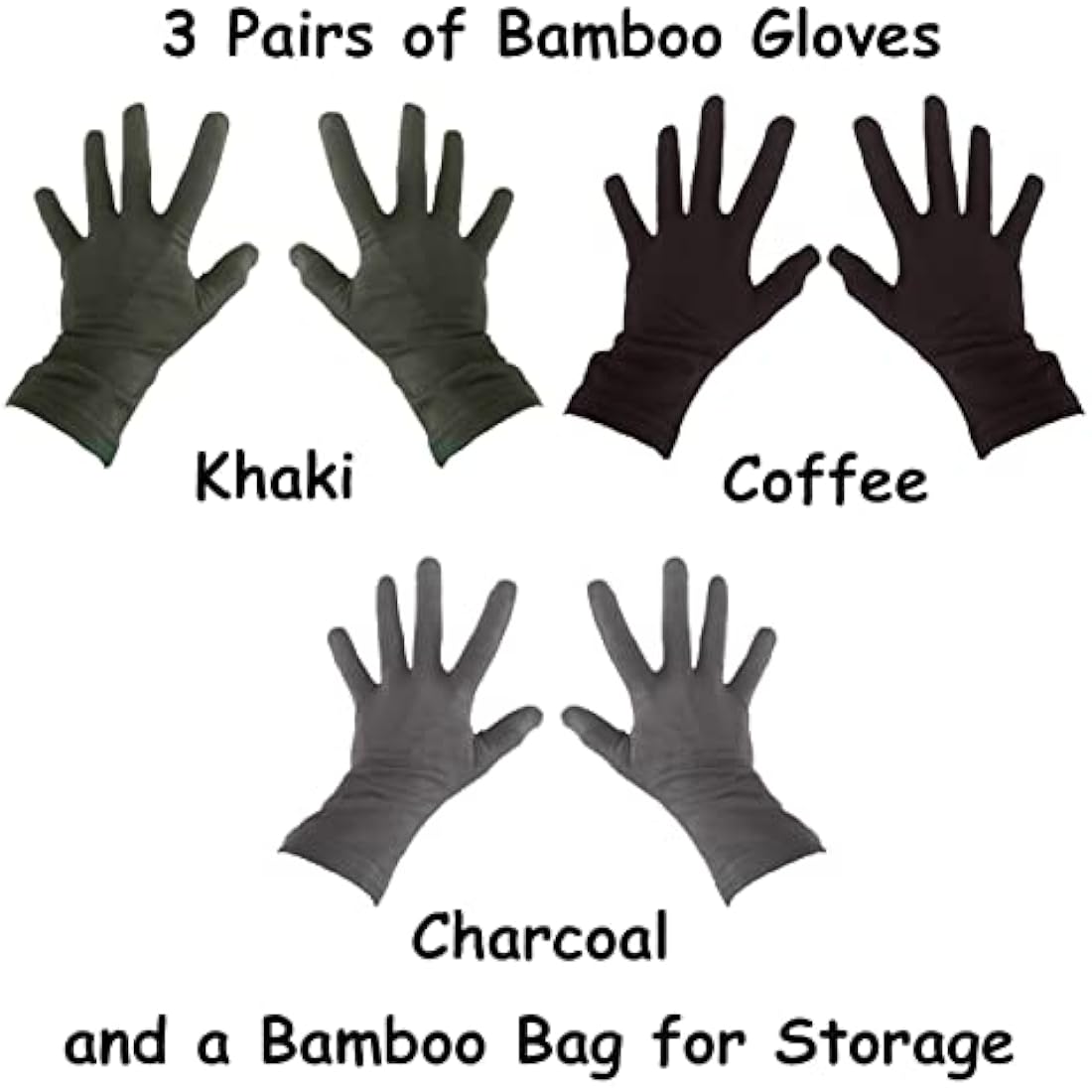 Leafy Boo Bamboo Eczema Gloves for Women - Overnight Moisturising, 3 Pairs